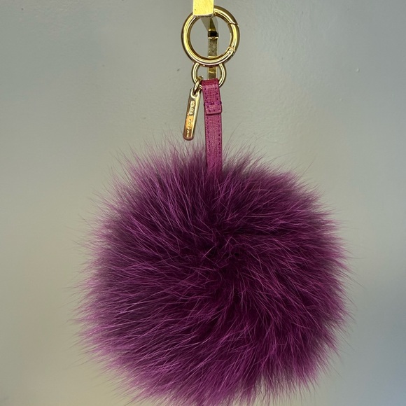 Fendi Fox Fur Bag Charm in Purple with Goldtone Hardware - Picture 1 of 6